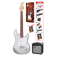 SX Electric Guitar Pack Metallic Silver