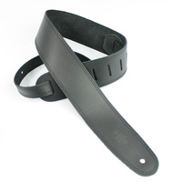 DSL 2.5 Inch Single Ply Black/Black Stitch Leather Guitar Strap