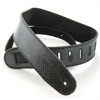 DSL Black Snakeskin Leather Guitar Strap