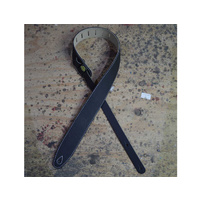 COLONIAL LEATHER Black & Bone Upholstery Backed 2.5" Leather Guitar Strap