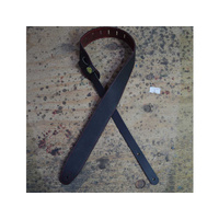 COLONIAL LEATHER Black & Burgundy Upholstery Backed 2.5" Leather Guitar Strap