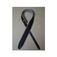 COLONIAL LEATHER 2.5" Padded Upholstery Leather Guitar Strap Black & Grey
