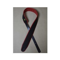 COLONIAL LEATHER 2.5" Padded Upholstery Leather Guitar Strap Black & Red
