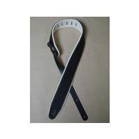 COLONIAL LEATHER 2.5" Padded Upholstery Leather Guitar Strap Black & White