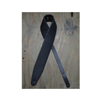 COLONIAL LEATHER 3" Padded Upholstery Leather Guitar Strap Black & Black