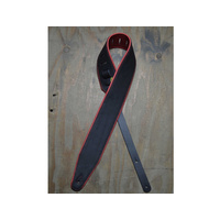COLONIAL LEATHER 3" Padded Upholstery Leather Guitar Strap Black & Red