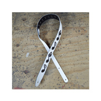COLONIAL LEATHER 2.5" White Leather with Black Notes Guitar Strap