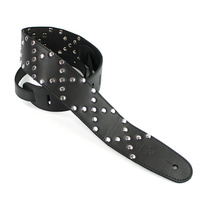 DSL Stud Pattern X Black Leather Guitar Strap