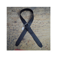 COLONIAL LEATHER Stitched Black Leather with HD Buckle Guitar Strap