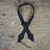 COLONIAL LEATHER Black Webbing With Heavy Duty Leather Ends Ukulele Strap