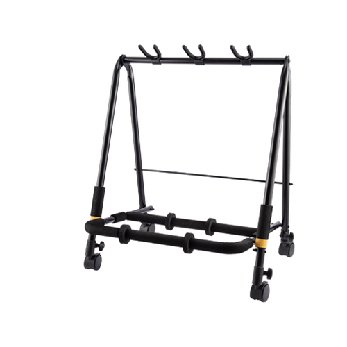 HERCULES GS523BPLUS Guitar Rack Stand - 3 Space w/Wheels