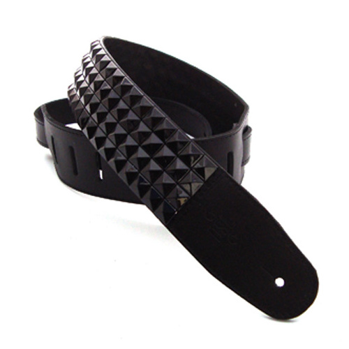 DSL Pyramid Black Leather Guitar Strap