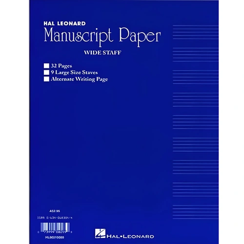 Wide Staff Manuscript Pad 32 Pages (Blue Cover) Australian