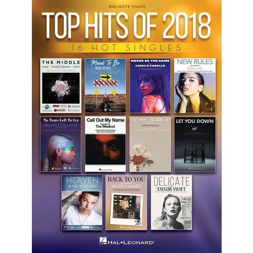 Top Hits of 2018 for Big-Note Piano