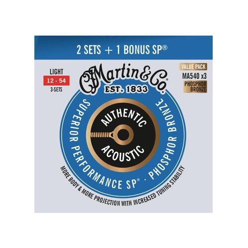 MARTIN Phosphor Bronze Authentic Guitar String 3 Pack