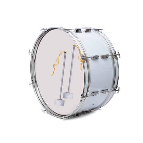 Marching Concert Band 24 x 10 Inch White Bass Drum