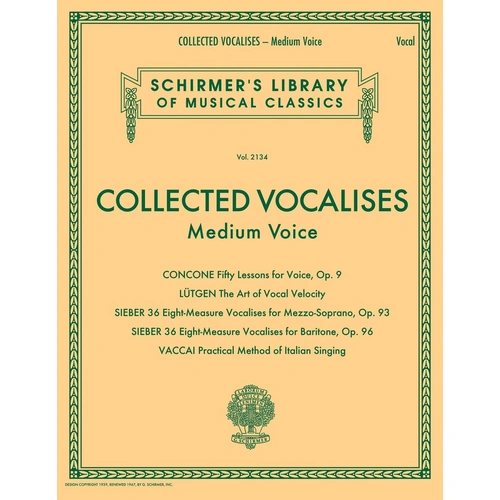 Collected Vocalises for Medium Voice