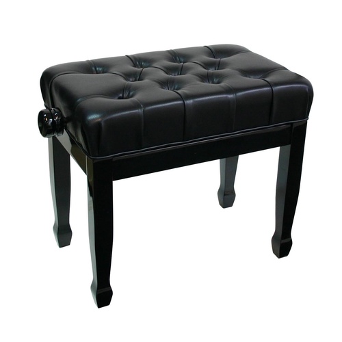 Piano Bench - Adjustable with Deluxe Buttoned Seat - Black