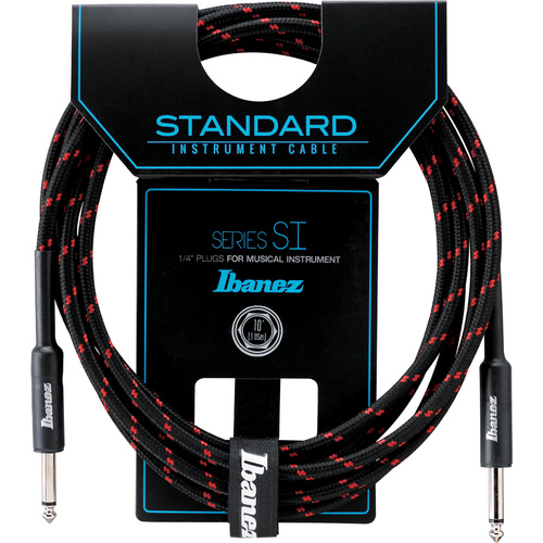 IBANEZ SI10 10ft Guitar Cable - Black/Wine Red Woven