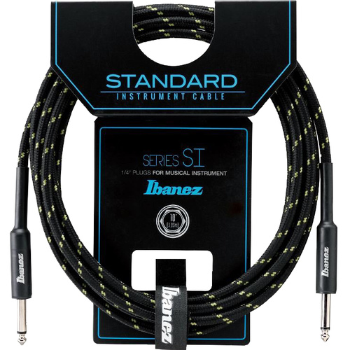 IBANEZ SI20 20ft Guitar Cable - Woven Black/green