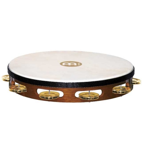 MEINL Headed Wood 10 Inch Tambourine w/Brass Jingles TAH1B-AB