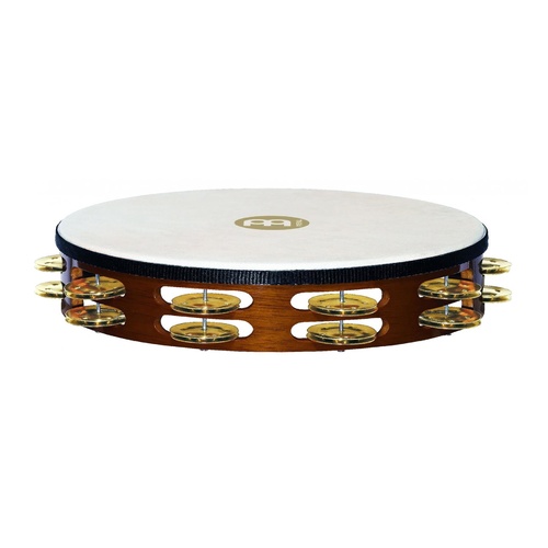 MEINL Headed Wood 10 Inch Tambourine w/Brass Jingles TAH2B-AB