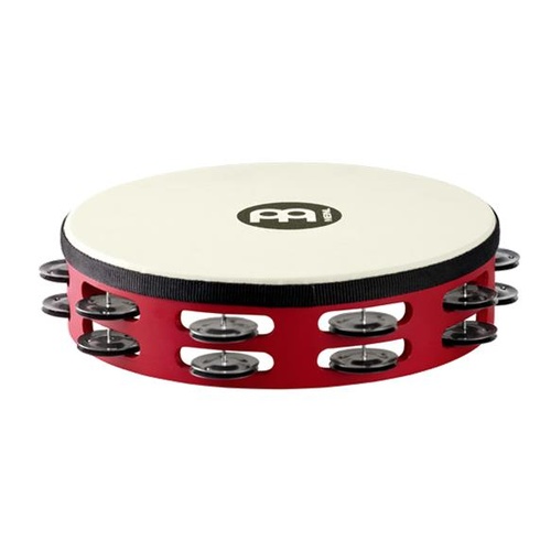 MEINL Headed Wood 10 Inch Tambourine Red w/Black Steel Jingles TAH2BKRTF