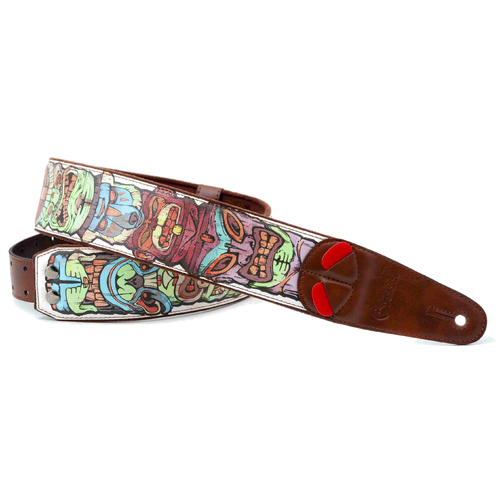 RIGHT ON Mojo Tiki White Guitar Strap