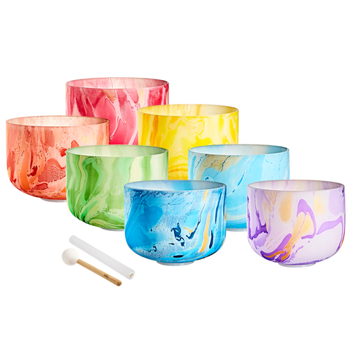 MEINL Sonic Energy Marble Crystal Singing Bowl Chakra Set MCSESETCHA