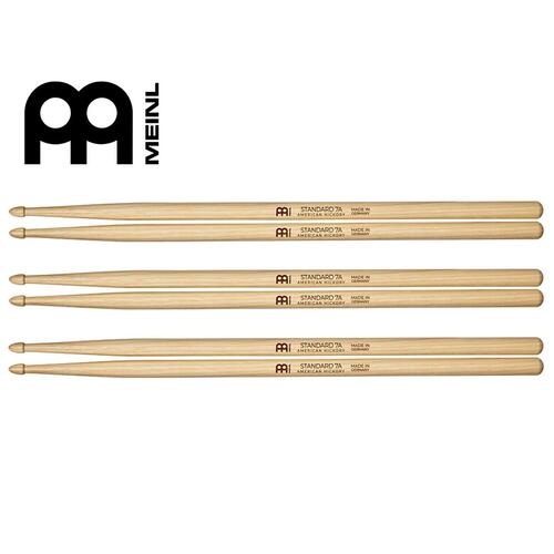 MEINL Standard 7A Hickory Wood Tip Drumsticks SB100
