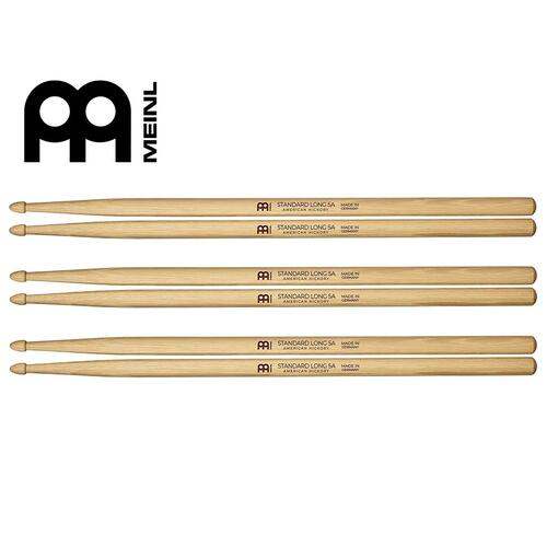 MEINL Standard Long 5A Hickory Wood Tip Drumsticks SB103