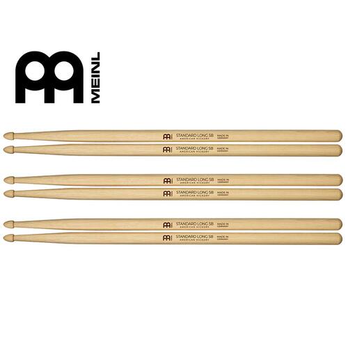 MEINL Standard Long 5B Hickory Wood Tip Drumsticks SB104