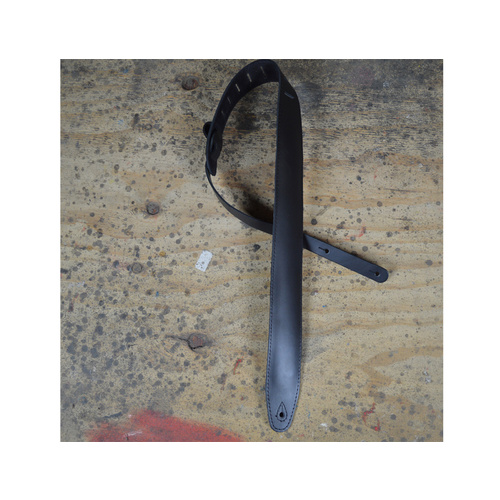COLONIAL LEATHER Black 2.5" Foam Padded Leather Guitar Strap