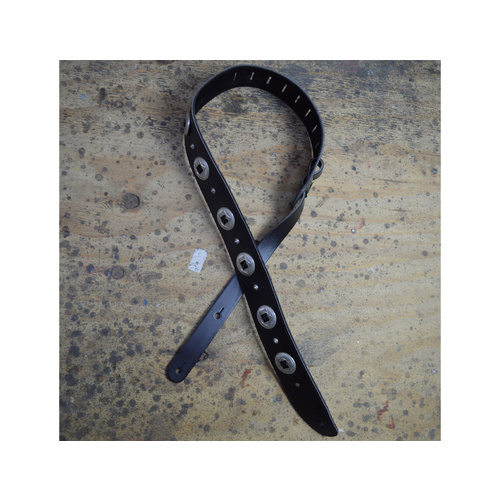 COLONIAL LEATHER Black 2.5" Leather with Conchos Guitar Strap