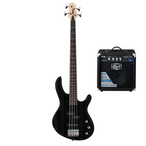 CORT Action PJ Black Bass + GE15B Bass Amp Pack