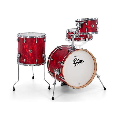 GRETSCH Catalina Club 4 Piece Drum Kit Red Satin Flame Swirl