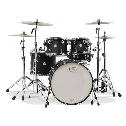 DW Design Series 5pce Black Satin Shell Drum Kit