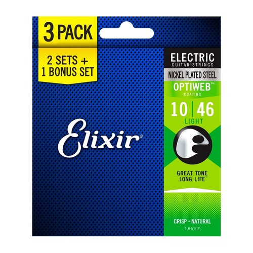 ELIXIR 3-Pack Optiweb Nickel Plated 10-46 Light Electric Guitar Strings