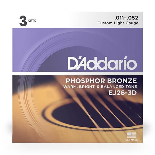 D'Addario 3 Pack EJ26 11-52 Acoustic String Set