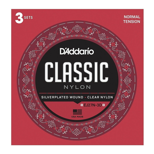 D'Addario 3 Pack EJ27N Normal Tension Classical Guitar Strings