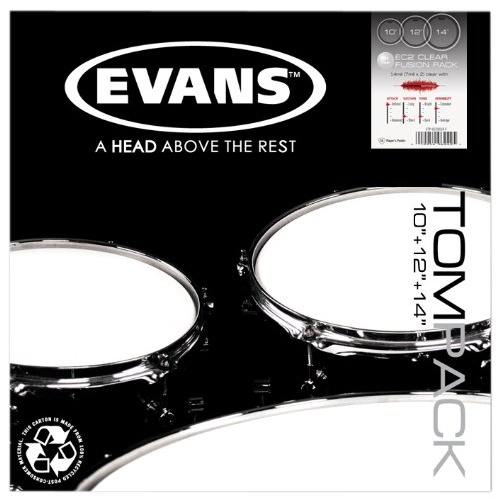 EVANS EC2 Clear Drumhead Pack 10-12-14