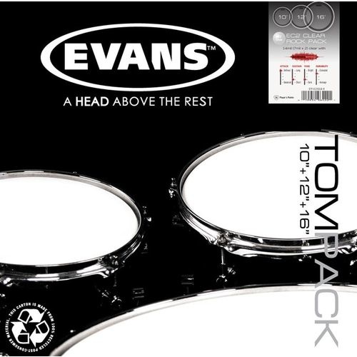 EVANS EC2 Clear Drumhead Pack 10-12-16