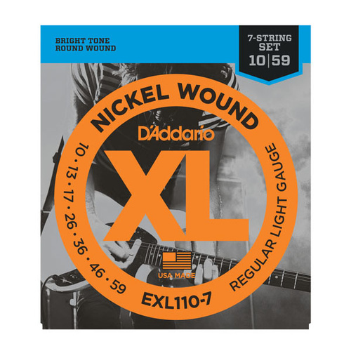 D'Addario Nickel Wound Electric 7 String Set 10-56