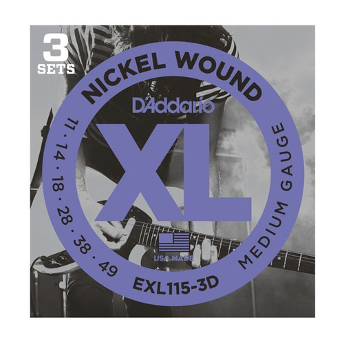 D'Addario 3 Pack EXL115 11-49 Electric String Set