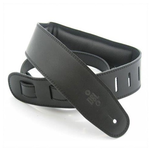 DSL 2.5 Inch Padded Garment Black/Black Leather Guitar Strap