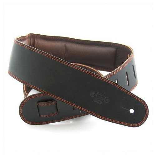 DSL 2.5 Inch Padded Garment Black/Brown Leather Guitar Strap