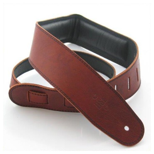 DSL 2.5 Inch Padded Garment Maroon/Black Leather Guitar Strap