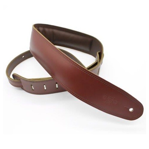 DSL 2.5 Inch Padded Garment Maroon/Brown Leather Guitar Strap