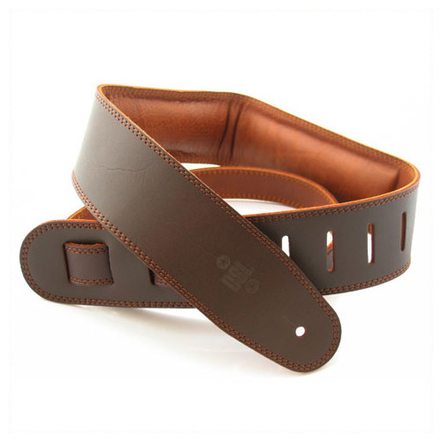DSL 2.5 Inch Padded Garment Saddle Brown/Brown Leather Guitar Strap