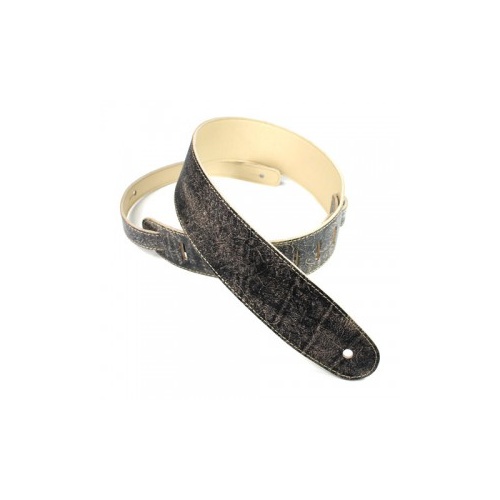 DSL 2.5 Inch Hand Dyed Black Leather Guitar Strap